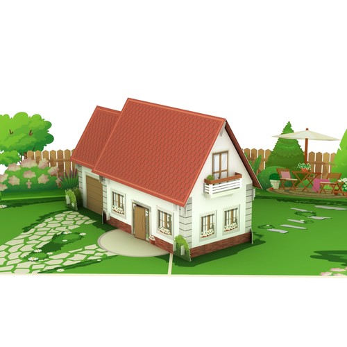 Carte pop maison avec - carte, –