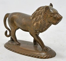Laiton Antique Lion Figurine Original Ancien Main Crafted