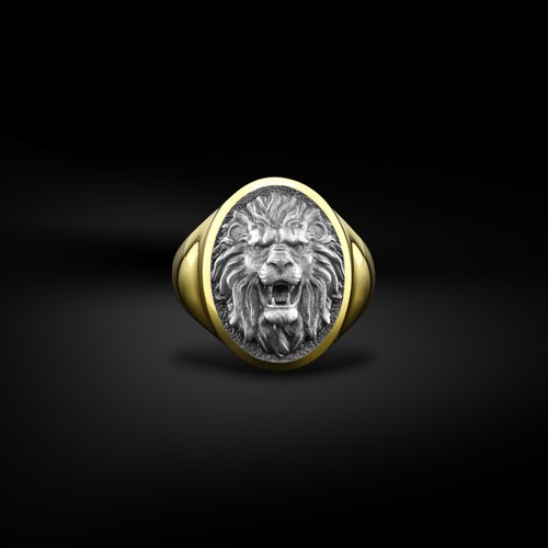 Bague homme chevalière - , lion