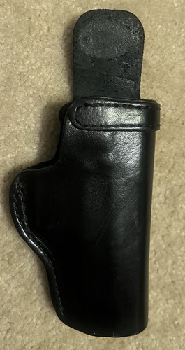 New black leather gun holster - gun,