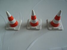 PLAYMOBIL vintage lot 3 cônes / plots oranges et blancs chantier pompiers 1975