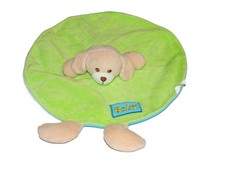 Doudou plat rond chien vert