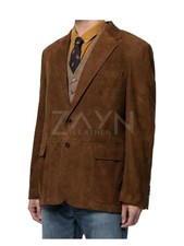 Blazer homme en cuir daim