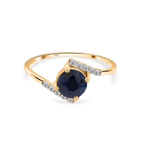 Bague ronde saphir bleu
