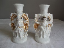 PAIRE DE BOUGEOIR EN PORCELAINE 19eme SIECLE Porcelaine de Paris