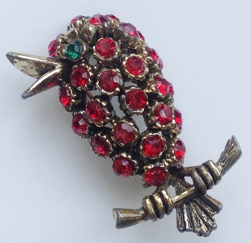 Broche vintage oiseau hibou - broche,