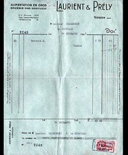 VIERZON (18) ALIMENTATION en gros / EPICERIE VINS "LAURIENT & PRELY" en 1935