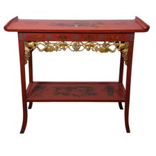 Console asiatique laquée peinte à décor de chauve souris