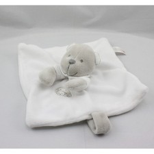 Doudou plat ours blanc gris