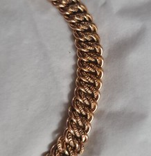 BRACELET MAILLE GRAIN DE CAFE PLAQUE OR 21cm NEUF (3357)