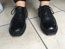 Chaussures En Cuir Noires Plates A Lacets Style Securité Femme 39 Bout Clouté