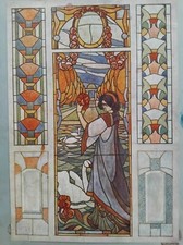 ART NOUVEAU VITRAIL GRAVURE