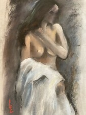 Beau Dessin Fusain Femme Papier Nu Erotique 1970 Nue Art Atelier A Identifier