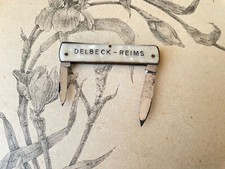 Ancien Couteau de poche publicitaire Champagne Delbeck Reims