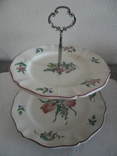 SERVITEUR PRESENTOIR A GATEAUX A  ETAGES  FAIENCE KG LUNEVILLE MODELE REVERBERE