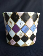 Vintage Fabienne Jouvin Hand painted Ceramic Vase Arlequin