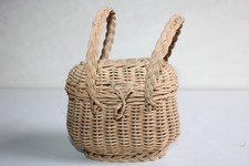 Ancien petit panier de poupée en osier, bourriche hauteur 15 cm