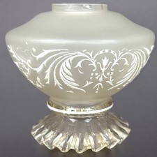 Abat-jour en verre émaillé blanc? décor unique vintage ancien