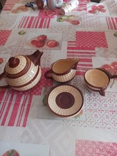 Service à thé Longchamp céramique peint à la main vaisselle vintage théière