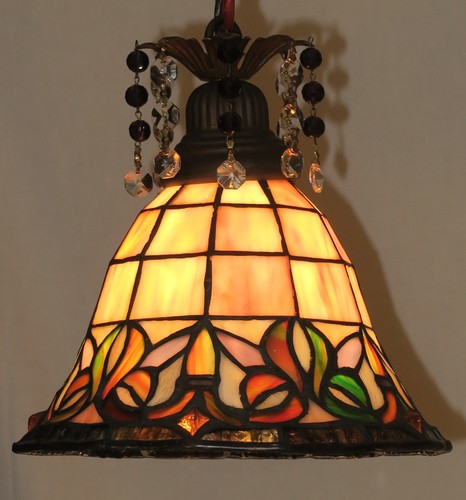 Vintage lamp slag glass - lamp,