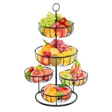 Corbeille à Fruits à étage Corbeille à Fruits en Fil Métallique Noir à 5 Nive...