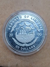 pieces argent 20 dollars année 2000  FDC LIBERIA USS Constitution