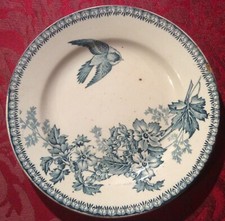 assiette à dessert Longwy décor mésange