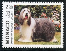STAMP / TIMBRE DE MONACO N° 1715 ** FAUNE / CHIEN / SPECIALE BEARDED COLLIE