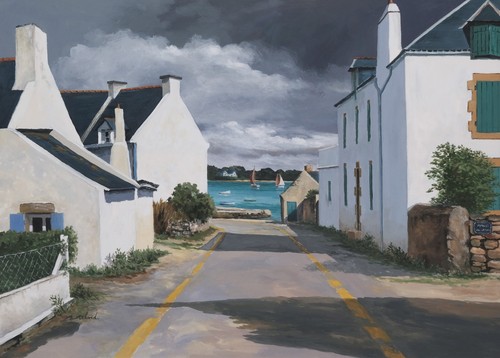 Grande gouache paysage - , du