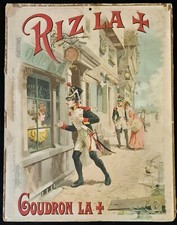 Carton publicitaire papier a cigarettes RIZ LA CROIX soldat militaire militaria