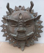 Ancien Masque Ethnique Inde Bronze Dieu Shiva Yali Kirti Mukha Circa 1950