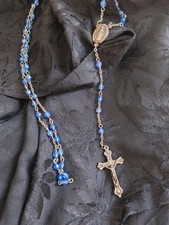 Chapelet Ancien Et Son Etui Perles Facettées Bleues