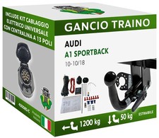 Attelage Démontable Horizontale Audi A1 SPORTBACK Hayon (8X) 5 portes 10-18 13p