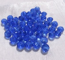 Lot de 50 Perles Facettes 6mmx4mm Rondelles Cristal BLEU CIEL Verre Taillé VT4.9