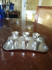 Argenterie Service A Liqueur Louis XVI En Métal Argenté Decor Enrhubané