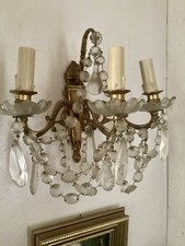 Paire d’appliques murale bronze et pampilles cristal Louis XV ou style Louis XV