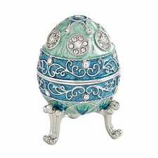 Pier 1 Imports Cloisonne Medium Blue Jeweled Egg Easter Figurine