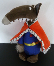 W9. DOUDOU PELUCHE LOUP EDITIONS AUZOU déguisé en ROI bleu cape rouge 30cm NEUF*