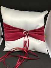 Coussin d'alliances blanc et bordeaux MARIAGE NOCE 