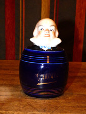 ancien pot à tabac couvercle tête de bourgeois vers 1920 collection objet fumeur
