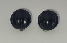 Bijoux Vintage Boucles D'oreilles En Jais - Clips Métal Argenté #M# F9