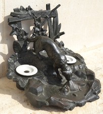 grand double ENCRIER chien sauvant l'enfant (bébé) de la noyade -2,195 kg à voir