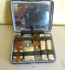 ANCIEN NECESSAIRE DE TOILETTE VOYAGE COMPLETE MIROIR POUDRIER..