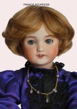 Perruque poupée ancienne Française ou Allemande-courte-Tête 22/23cm (9")