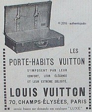 PUBLICITE LOUIS VUITTON LES PORTE HABITS VALISE BAGAGERIE DE 1923 FRENCH AD PUB
