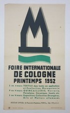 Foire internationale de Cologne 1952 Affiche Originale