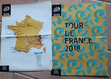 Cyclisme 2 Affiches logo + carte Tour de France 2018 - Format 30x40 cm.