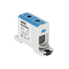 Bloc de jonction alu cuivre bleu (neutre) 6 à 95mm² 1000V AC/DC - Rail DIN - MO