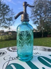 Siphon Ancien en 1/4 De Litre Turquoise Et Ouraline Tbe Signé SMA Paris