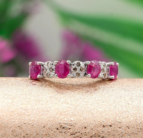 Bague jonc diamant rubis - diamant,